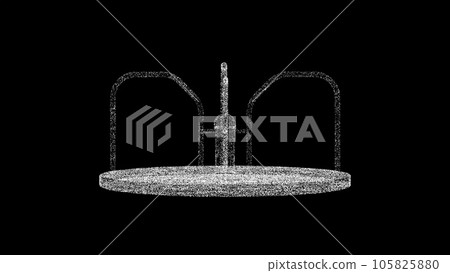 3D merry go round on black bg. Object dissolved white flickering particles. Business background. Science concept. Abstract bg title, presentation. Holographic screensaver. 3D animation 3D merry go round on black bg. Object dissolved white flickering particles. Business background. Science concept. Abstract bg title, presentation. Holographic screensaver. 3D animation 105825880