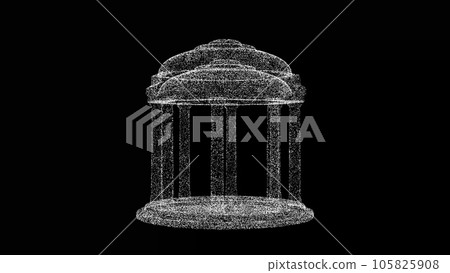 Exhibition podium hologram wireframe in motion. Nice 3D Rendering 105825908