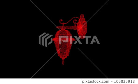 Street wall lamp 3D Wireframe Hologram in Motion. Nice 3D Rendering Street wall lamp 3D Wireframe Hologram in Motion. Nice 3D Rendering 105825918