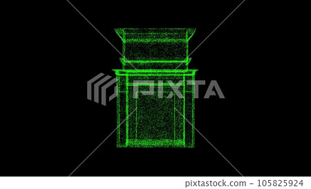 Fireplace hologram wireframe in motion. Nice 3D Rendering Fireplace hologram wireframe in motion. Nice 3D Rendering 105825924