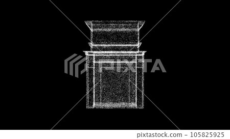 Fireplace 3D Wireframe Hologram in Motion. Nice 3D Rendering 105825925