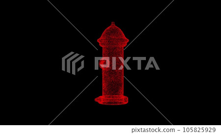 Fire hydrant 3D Wireframe Hologram in Motion. Nice 3D Rendering Fire hydrant 3D Wireframe Hologram in Motion. Nice 3D Rendering 105825929