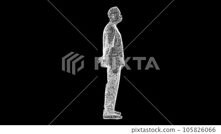3D figure of a surgeon on black bg. Surgeon with hands folded behind. The doctor thinks before the operation. Scientific medical concept. For title, text, presentation. 3d animation. 3D figure of a surgeon on black bg. Surgeon with hands folded behind. The doctor thinks before the operation. Scientific medical concept. For title, text, presentation. 3d animation. 105826066