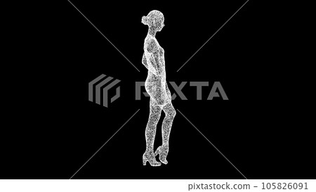 3D Business Lady on black background. Office worker, secretary, assistant manager. A businesswoman thinks. Business concept. For title, text, presentation. 3d animation. 3D Business Lady on black background. Office worker, secretary, assistant manager. A businesswoman thinks. Business concept. For title, text, presentation. 3d animation. 105826091
