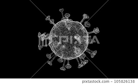 3D Virus on black background. Microscope virus close up. Medical concept. For title, text, presentation. 3d animation. 105826138