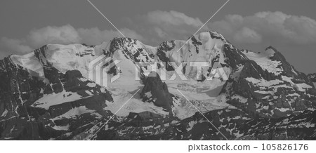 Bluemlisalp Range in black and white. 105826176