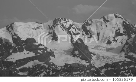 Monochrome image of the Bluemlisalp Range, Switzerland. Monochrome image of the Bluemlisalp Range, Switzerland. 105826179