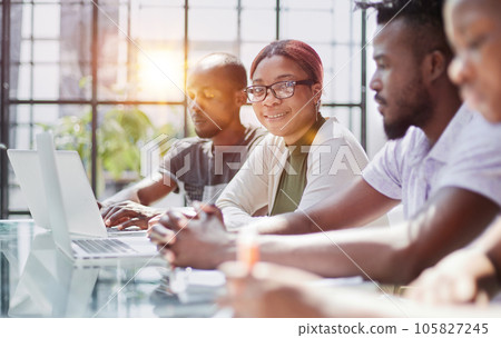 African American Businessman in Meeting African American Businessman in Meeting 105827245