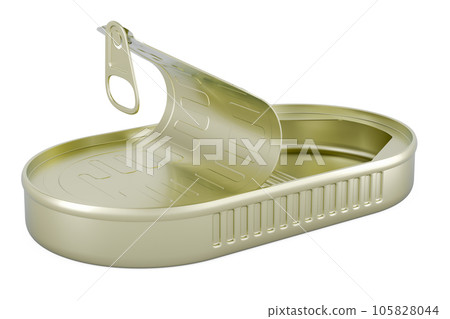 Open metallic tin can, 3D rendering 105828044