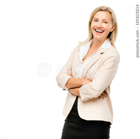 Give someone your biggest smile. Shot of a mature businesswoman against a studio background. 105828814