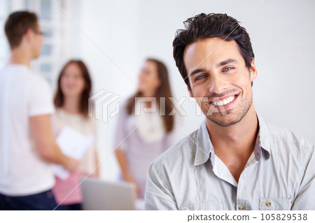 Face, smile and businessman in office, workplace or corporate company. Portrait, confident or happy male professional, entrepreneur or person with pride for career, job and success leadership mindset Face, smile and businessman in office, workplace or corporate company. Portrait, confident or happy male professional, entrepreneur or person with pride for career, job and success leadership mindset 105829538