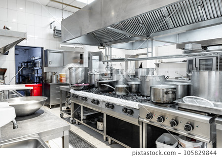 Kitchen appliances in professional kitchen in a modern restaurant Kitchen appliances in professional kitchen in a modern restaurant 105829844