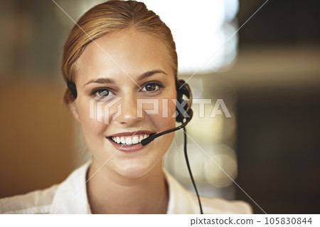 Happy woman, portrait and call center in virtual communication, business support or finance services. Face of agent, financial advisor or corporate person consulting, solution chat and client advice Happy woman, portrait and call center in virtual communication, business support or finance services. Face of agent, financial advisor or corporate person consulting, solution chat and client advice 105830844