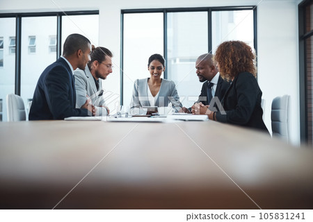 Business people, leader and group in a meeting, discussion and budget with a project, financial report and goals. Teamwork, accounting or staff with online investment, review stock market or planning Business people, leader and group in a meeting, discussion and budget with a project, financial report and goals. Teamwork, accounting or staff with online investment, review stock market or planning 105831241