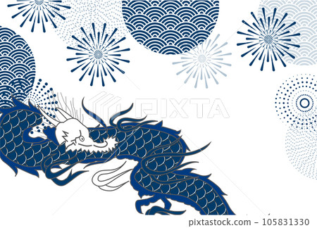 龍新年賀卡日本圖案背景 龍新年賀卡日本圖案背景 105831330