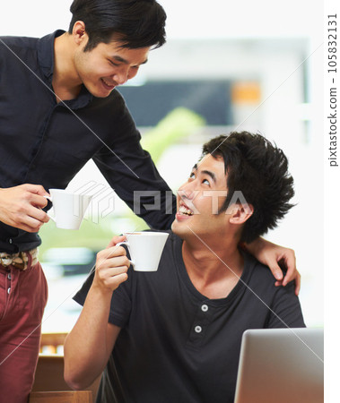 Partnership, gay couple working with laptop and at their home together happy. Collaboration or teamwork, cheerful or connectivity and bisexual people with computer for social networking or technology Partnership, gay couple working with laptop and at their home together happy. Collaboration or teamwork, cheerful or connectivity and bisexual people with computer for social networking or technology 105832131