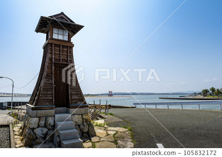 Night light of the remains of a ferry terminal at Maisaka Port on Lake Hamana in Hamamatsu City, Shizuoka Prefecture, 105832172
