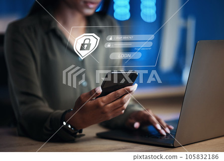 Woman, phone and security for username, password or encryption on office desk at workplace. Hands of female person with Lock Screen hud for login access, verification or identification on smartphone Woman, phone and security for username, password or encryption on office desk at workplace. Hands of female person with Lock Screen hud for login access, verification or identification on smartphone 105832186