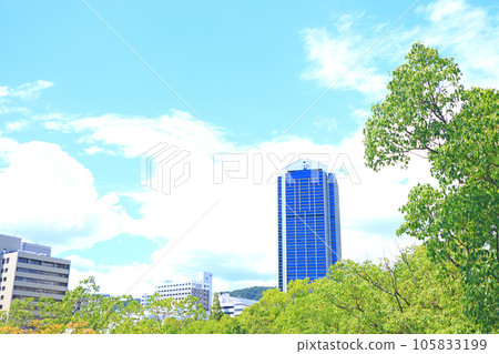 神戶市、神戶市政廳和新鮮的綠色風景 105833199
