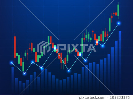 Stock graph technology background It is a technology that shows the growth price of a company on the stock market, increasing the attractiveness of investors. Green and red charts along with bars 105833375