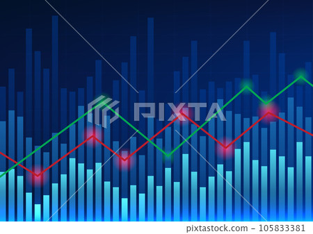 Technology background showing stock price as a graph Used to measure the price of a company on the stock market to increase investors. Vector illustration of red and green line graph.back bar graph 105833381
