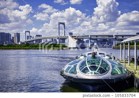 台場海濱公園的彩虹橋和水上巴士卑彌呼風景 105833704