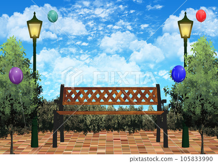 白天風景公園長椅 白天風景公園長椅 105833990