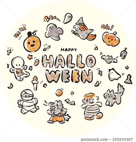 圖標處理手繪水彩萬聖節裝飾可愛插畫素材集 圖標處理手繪水彩萬聖節裝飾可愛插畫素材集 105834367