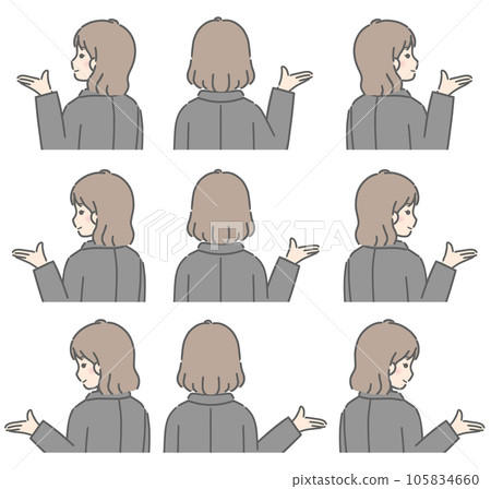 A young woman who poses for guidance (backwards, suit) 105834660