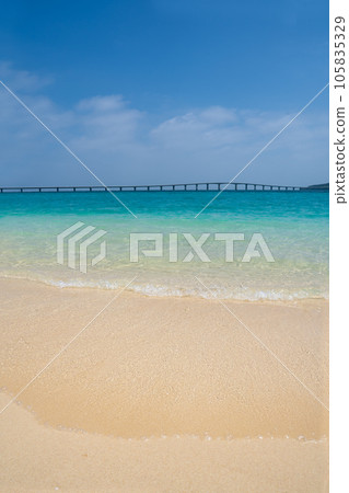 Okinawa Miyako Island Yonaha Maehama Beach and Kurima Ohashi Bridge 105835329