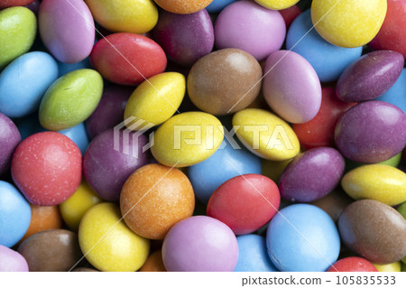 Multicolored chocolates with chocolate filling 105835533