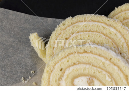 sweet dessert with cottage cheese cream and soft sponge cake sweet dessert with cottage cheese cream and soft sponge cake 105835547