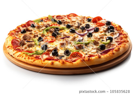 Pizza On Isolated White Background Pizza On Isolated White Background 105835628