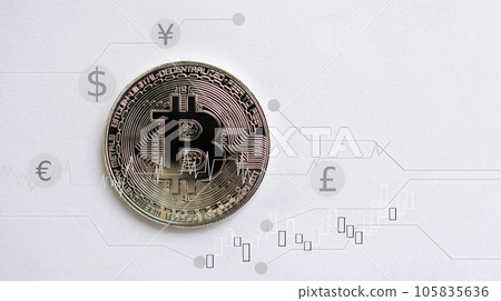 Bitcoin Cryptocurrency with Candlestick and Symbol Cash Noney on white Background,Graph Data Stock Market Trade Forex ,Plan Investment Income Cash,Technology for Business or Finance concept. Bitcoin Cryptocurrency with Candlestick and Symbol Cash Noney on white Background,Graph Data Stock Market Trade Forex ,Plan Investment Income Cash,Technology for Business or Finance concept. 105835636