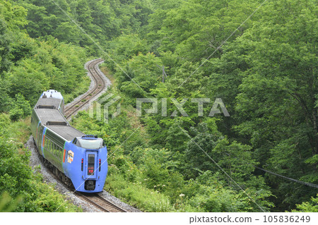 A limited express train running through Jomon Pass A limited express train running through Jomon Pass 105836249