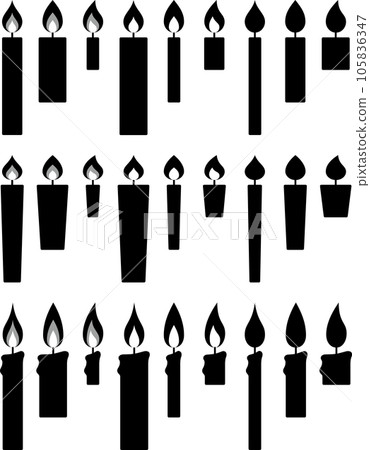 Vector illustration set of monochrome candles 105836347