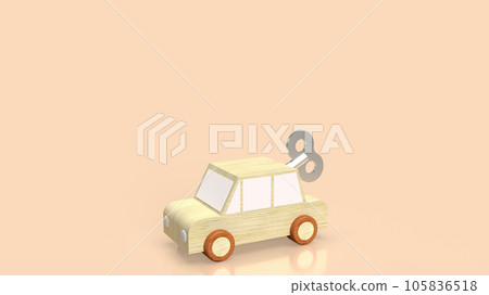 The car wood toy with wind up for service concept 3d rendering The car wood toy with wind up for service concept 3d rendering 105836518