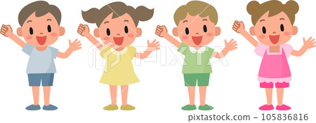 Smiling children doing a guts pose Smiling children doing a guts pose 105836816