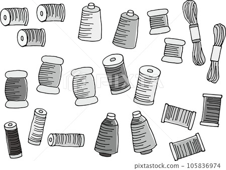 Thread winding illustration set (handwritten) 105836974