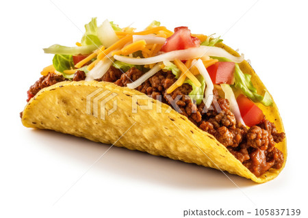 Taco Mexican Food On Isolated White Background 105837139