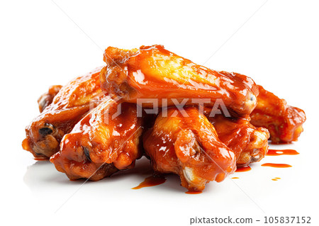 Chicken Wings With Sauce On Isolated White Background 105837152