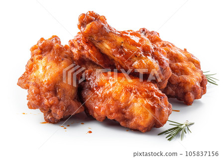 Chicken Wings With Sauce On Isolated White Background Chicken Wings With Sauce On Isolated White Background 105837156