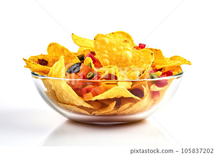 Nachos Mexican Food On Isolated White Background 105837202
