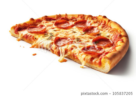 Pepperoni Half Pizza On Isolated White Background Pepperoni Half Pizza On Isolated White Background 105837205