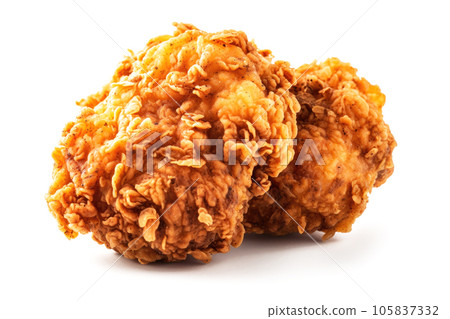 Fried Chicken On Isolated White Background Fried Chicken On Isolated White Background 105837332