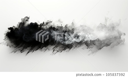 Black and white blot painted in watercolor on a light background, splashes, pattern 105837392