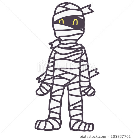 Simple deformed laughing mummy man color illustration Simple deformed laughing mummy man color illustration 105837701