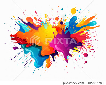 Colorful ink splashes generative ai 105837789