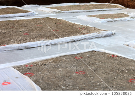 Foundation work: Waste concrete after casting Foundation work: Waste concrete after casting 105838085