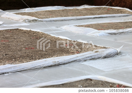 Foundation work: Waste concrete after casting Foundation work: Waste concrete after casting 105838086
